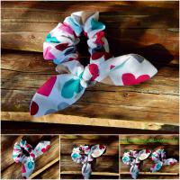 Masnis színes szívecske mintás scrunchie hajgumi