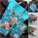 Uzsonnás táska szett türkiz alapon szerelmes rókákkal / Kids Bag 