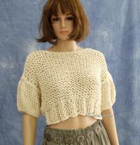 TINA/ivory nyári pulóver - kézzel kötött trendi chunky 
