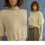 TINA/ivory nyári pulóver - kézzel kötött trendi chunky 
