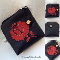 Kalocsai virágos textilbőr pénztárca, neszesszer