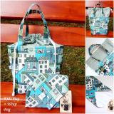 Kids uzsonnás táska szett zöld párizsi cicák