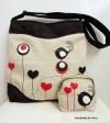 Valentin madaras, szíves válltáska, crossbody bag, tarisznya szett