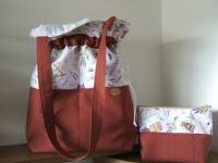 Rozsdabarna-lila levendulás táskaszett 