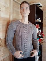 Kézzel kötött szürke férfi pulóver