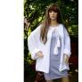 KIMONÓ-KARDI - hófehér kézzel kötött nyári kardigán, kabátka L-XXL  
