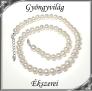 Édesvizi igazgyöngy nyaklánc, ezüstözött kapoccsal SLEB-IG06 6,5x8 fehér 