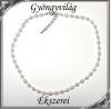 Édesvizi igazgyöngy nyaklánc-karkötő szett, ezüstözött kapoccsal SSZEB-IG03 6x5 white