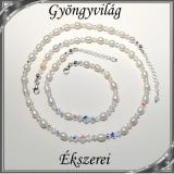 Édesvizi igazgyöngy-swarovski nyaklánc-karkötő szett, 925-ös ezüst kapoccsal SSZE-IG02-2 7x3 