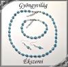 Édesvizi igazgyöngy-swarovski szett, ezüstözött kapoccsal SSZEB-IG04 7,5x6 kék