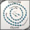 Édesvizi igazgyöngy-swarovski szett, ezüstözött kapoccsal SSZEB-IG04 7,5x6 kék