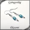 Édesvizi igazgyöngy-swarovski szett, ezüstözött kapoccsal SSZEB-IG04 7,5x6 kék