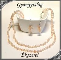 Édesvizi igazgyöngy szett, ezüstözött kapoccsal SSZEB-IG06 6x4,5 barack