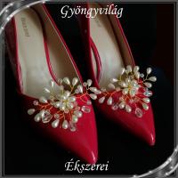 Esküvői, menyasszonyi, alkalmi cipődísz, cipőklipsz S-CK02-1 cream